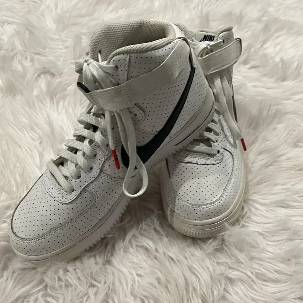Nike Air Force 1 Youth High Tops - Perforated White & Black Size 6.5Y